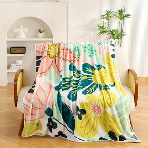 Tyrot Boho Floral Botanical Bed Throw Blanket, C2, 50x60