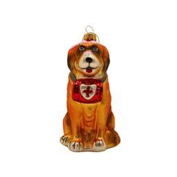 Dekohelden24 Lauscha Lauscha Christmas Tree Decoration Bauble Glass Ornament St Bernard Glass Decoration Dog in Brown L x W x H 6 x 9 x 11 cm