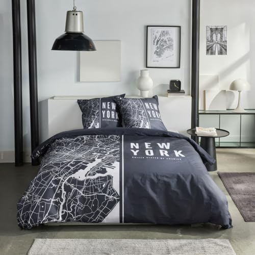 TODAY Double Bed Linen Set 220 x 240 cm + 2 Pillowcases 63 x 63 cm Java 1.14 Print Black