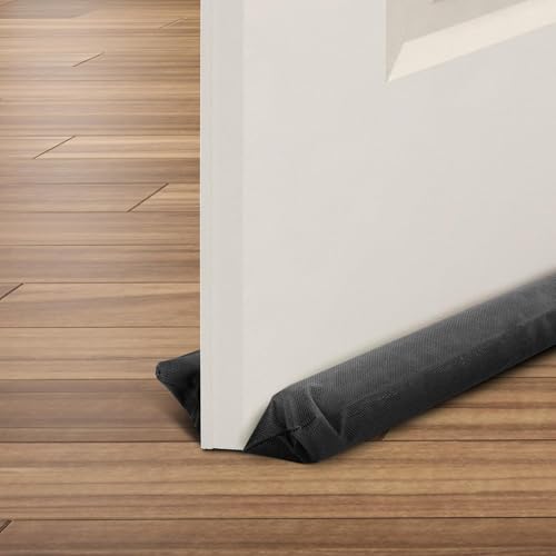 CUQOO Under Door Draught Excluder – Adjustable Door Draft Stopper for Gaps Up to 3.8cm, Noise & Wind Blocker, Double-Sided Door Seal for Front & Internal Doors, Foam Draft Excluder Cushion, Black