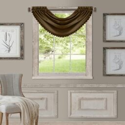 "Elrene Room Darkening Rod Pocket Waterfall Window Valance, Polyester, Chocolate Brown, 52"" W x 36"" L (Pack of 1)"