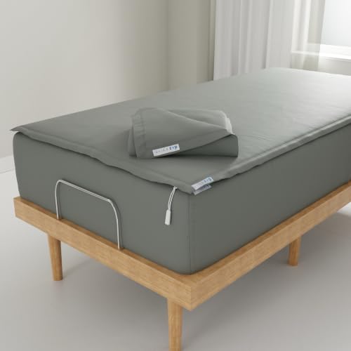 QuickZip Fitted Plus Spare Bundle: 1 Fitted Sheet (Base + Zip Sheet) & 1 Zip Sheet - Easy to Change, Won’t Pop Off - Soft Sateen 400 TC 100% Cotton 15” Deep Pockets Twin XL Size Sheets – Slate Gray