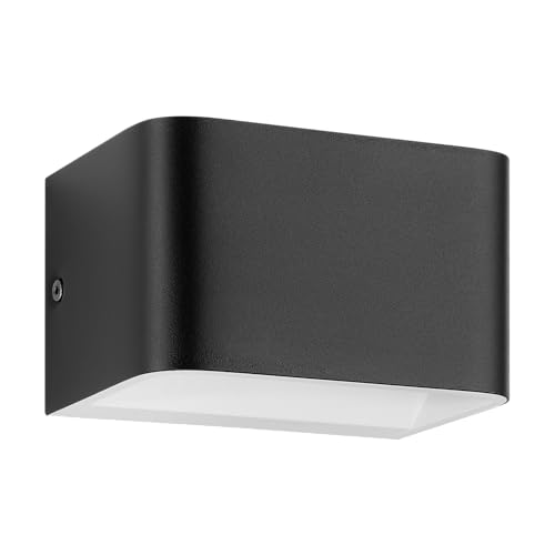 Eglo LED wall Light Sania 4, Indoor wall uplighter downlighter, wall lamp Made of Aluminium in Black and White, wall Spotlight for Hallway and Living Room, Warm White, 13 x 8 cm