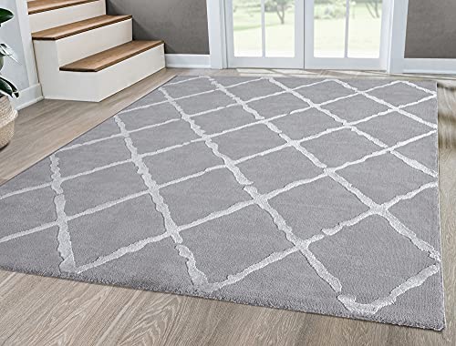 Mia's Teppiche Anna Living Room Rug, Short Pile, 080x150 cm, Lozenge Grey