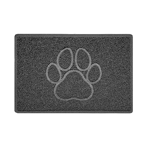 Nicoman Paw Embossed Shape Door Mat Dirt Trapper PVC Spaghetti Mat Washable Quick Drying Barrier Doormat-Dark Grey (Drainage Open-Back)-Small (60x40cm)