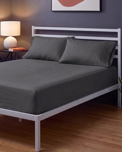 Sleepy Town King Size Bed Sheets - 3 Piece - NO Flat Sheet Included - King Sheet Set - Soft, Comfy & Cooling - Easy Care - Wrinkle & Fade Free - Brushed Microfiber - Deep Pocket Sheets (Dark Grey)