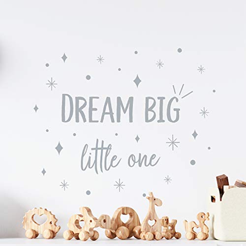 Wall Quote, Grey, Wall Décor, Dream Big Little one, Nursery, Cute Babyroom, Kids, Babygirl, Babyboy, Toddler's Bedroom Baby, Children Wall Stickers, Room Decorations