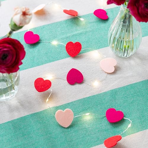 Talking Tables 1 x Heart Felt String Lights Decorative Garland Lighting for Weddings Romantic Decor Valentine Tables Celebrations Bedrooms and Indoor Styling 2m, Pink