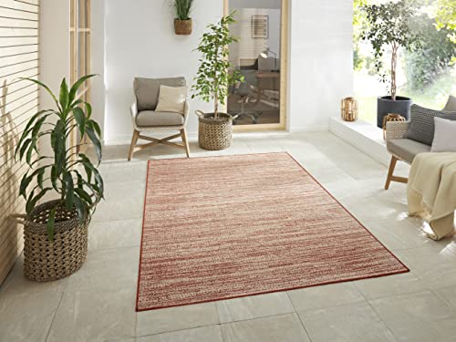 Elle Decoration Indoor and Outdoor Mèlange Flat Weave Reversible Rug Modern Design Mottled Robust Easy Care Waterproof Balcony Patio Garden Living Room Office Bedroom Cayenne 240 x 340 cm