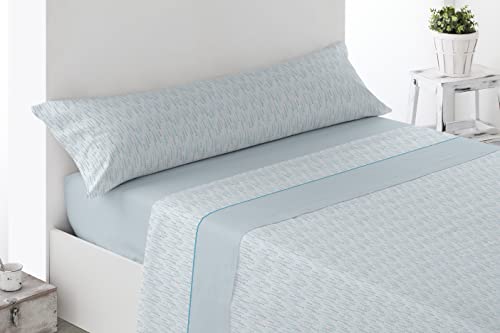 Miracle Home. Pyrenees Reyes Thermal Sheet Set (3 Pieces), Adjustable Fitted Sheet, Top Sheet and Pillowcase. Maximum Warmth, Premium Softness and Blue Fit, 150 x 200 cm Bed 150 cm
