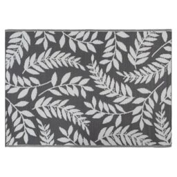 JVL Lightweight Reversible Outdoor Rug – Small Leaf Pattern, Plastic Woven, Indoor & Outdoor Patio, Balcony, Deck, Waterproof, Weather Resistant, 150x210cm