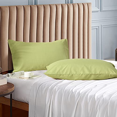 "Evolive Ultra Soft Brushed Microfiber Standard Size 20""x30"" Pillowcases Pair Set of 2 with Envelope Closure (Sage, 20""x30"" Standard)"