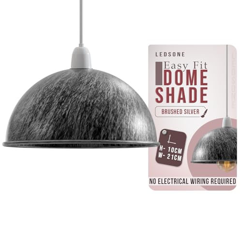 LEDSONE Modern Dome Pendant Lamp Shade – 21cm Industrial Metal Ceiling Light Shade Easy Fit for Kitchen, Bedroom, Living Room, Dining Room, Hallway, Restaurant and Café