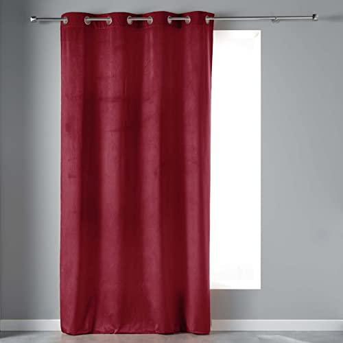 Douceur d'Intérieur, Bordeaux Velvetine Plain Eyelet Curtains 140 x 240 cm