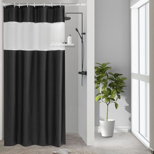 UFRIDAY Shower Curtain Black and White, Modern Fabric Shower Curtain 48 x 72 Inch Fabric Shower Curtain for Bathroom and Bathtubs,Machine Washable, Hotel Quality