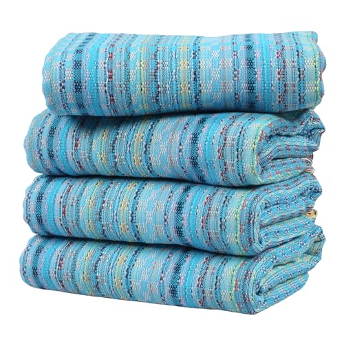 Cacala Extra Large Hand loomed Turkish Bath Towels Set of 4, 100% Cotton Quick-Drying and Lightweight Perfect for Travel, Camping, Gym and Beach (4 Pieces, Blue)