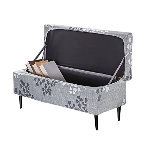 FUANGUI Ottoman Cover Slipcovers Rectangular Folding Stretch - Storage Bench Footrest Sofa Stool Covers Footstool Protector with Elastic Bottom, Removable Washable,Medium