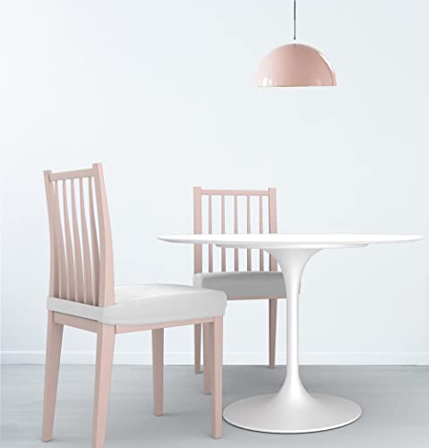 Pair of Chair Covers Without Backrest ??? Extendable Bi-Elastic Fabric, Machine Washable, Seat Cover for Office Chairs and Dining Room ??? White