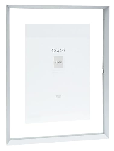 Deknudt Frames - Photo frame - between two glasses - silver rim - aluminium - for size up to 40x50 cm - S028D1 - to hang