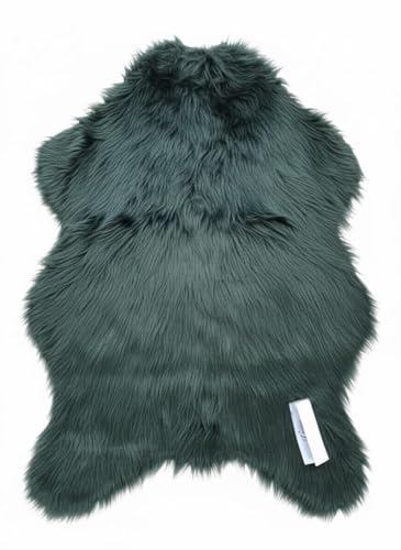 Kampala Hill Luxury Faux Rabbit Fur Rug With Suede Backing Area Rug Plush Soft Accent Rug Dark Green 60x90cm