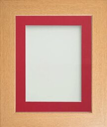 Frame Company Watson Beech Picture Photo Frame fitted with Perspex, A3 with Red Mount for image size A4