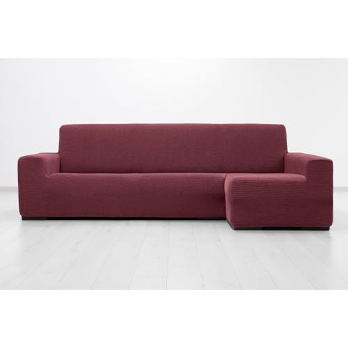 MAXIFUNDAS FUNDAS DE SOFA & CHAISE LONGUE. Super Elastic Chaise Longue Cover Relive Right Arm Long (Facing Facing) Dark Fuchsia Super Stretch Sofa Cover for Chaise Longue