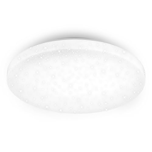 BRILONER - LED Ceiling Light with Starry Decor, LED Bathroom Ceiling Light IP44, Openwork Decor, Neutral White Light, Ø400 mm, White