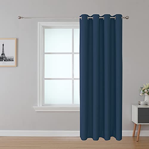 Upcortinassi Fire Resistant Curtains Room Dividers for School Classroom Dorm Nursing Home Navy Blue 52 x 95 1 Panel
