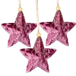 3Pcs Pink Burgundy Star 10.5cm - Christmas Tree Hanging Decorations Festive Decorative Ornaments Fairy Tale Themed Xmas Tree Pendant