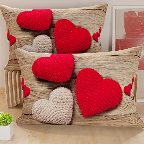 PETTI Artigiani Italiani - Pair of Pillow Cases 40 x 70 cm in Microfibre, Cushions for Bedroom Furniture, Sofa, Living Room, Set of 2 Cushion Covers, Heart Pillowcase, 100% Made in Italy
