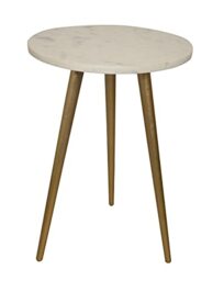 ASPECT Maxine Tripods White Marble Top Side Table,Gold Base