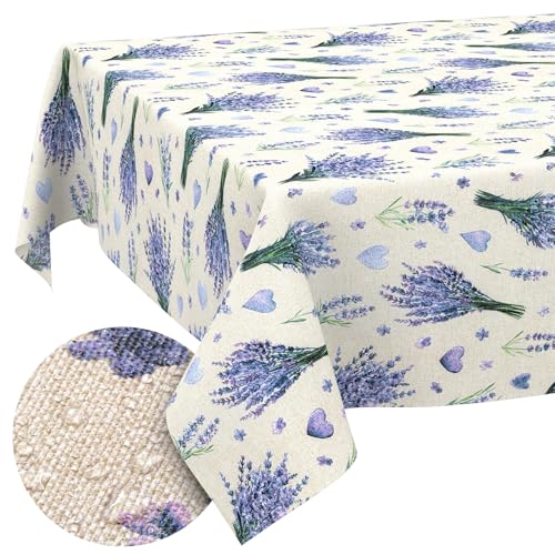 ANRO Washable Tablecloth Lavender Purple 240 x 140 cm Outdoor Weatherproof - Table linen made of coated fabric - dirt and water resistant, easy to clean - washable at 30 ??C