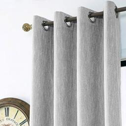 Melodieux Elegant Cotton Blackout Thermal Insulated Grommet Top Curtains/Drapes for Bedroom, 52 by 96 Inch, Grey
