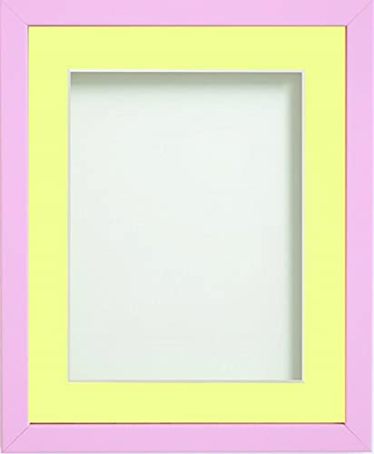 Frame Company Jellybean Range Pink Wooden 8x8 inch Picture Photo Frame with Lemon Bon Bon Mount for Image 5x5 inch * Choice of Colours & Sizes* Fitted with Perspex