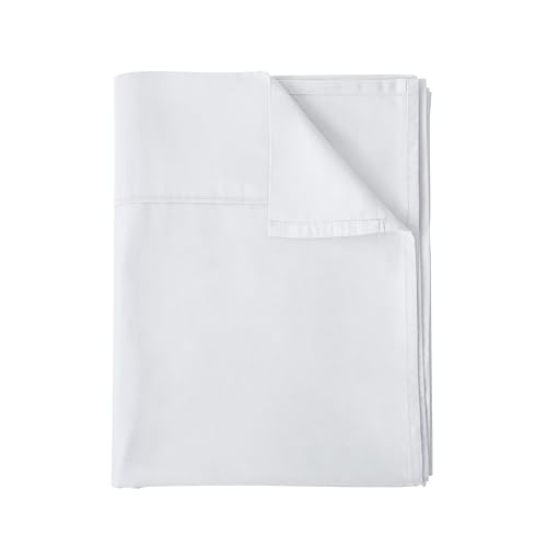 Flat Sheet Only Full Size, 400 TC 100% Egyptian Cotton Flat Sheet - Wrinkle, Fade, Stain Resistant (White, Full)