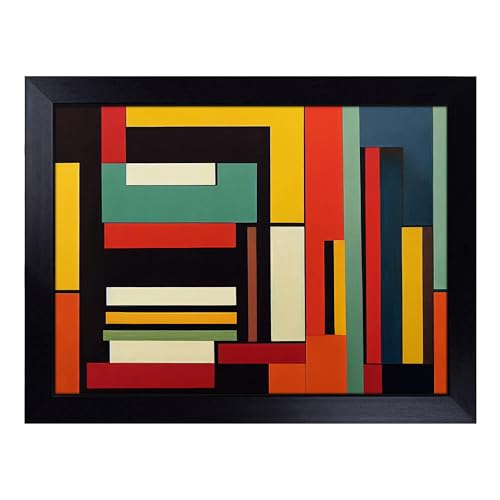 Lap Tray with Bean Bag Cushion, Ideal Modern Abstract Art - Handmade in the UK, Raised Wooden Edge, Padded Cushion, Heat-Resistant Wipe-Clean Surface, for Meals, Laptops and Crafts