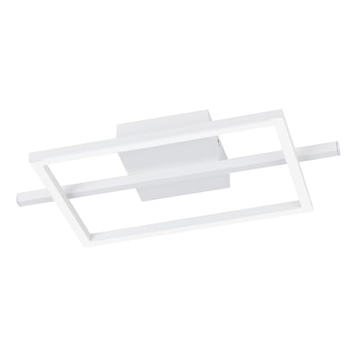 Eglo LED Ceiling Light Fitting Amandolo, Square Ceiling lamp dimmable with Remote Control, Geometric Light Fixture Made of White Metal, Warm White-Cold White, RGB Backlight