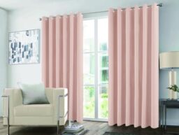 GC GAVENO CAVAILIA Blackout Curtains Pair - Thermal Insulated Door Panel Drapes Blackout Eyelet Curtains 90x90 Inch - Sound-Reducing Sunlight Blocking Plain Curtains for Bedroom, Living Room, Pink