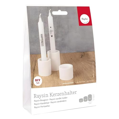 Rayher Craft kit for casting candle holders, for tea lights and tapered candles, 1 mold, Raysin casting powder, candle transfer film, 34472000