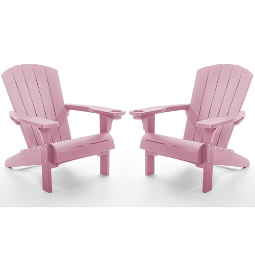 Keter Alpine Adirondack Garden Chair – Set of 2 - Old Pink - Outdoor Wood-Effect Chair - Weatherproof, Durable & Maintenance-Free - Comfortable Deep Seat - Lightweight, Easy Assembly - 160kg Load