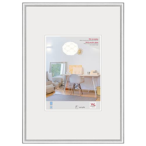 walther Design Picture Frame White Poster size with Art Glass, New Lifestyle Plastic Frame KVX691W