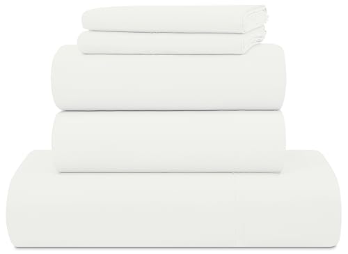 UGG 33610 Alahna Split King Bed Sheets and Pillowcases 5-Piece Set Sleep in Luxury Machine Washable Deep Pockets Wrinkle-Resistant Silky Cooling Technology for All-Season Comfort, Split King, White