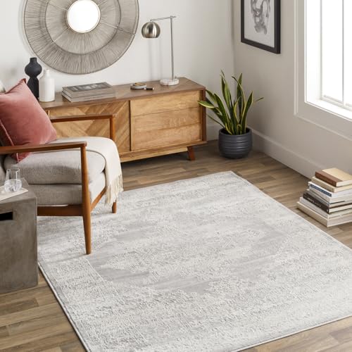 Livabliss Ceren Roma Vintage Carpet 200x275 cm, Living Room, Bedroom & Hallway, Scandi Neutral, Traditional Boho Style, Easy Care Pile, Grey Off White Charcoal