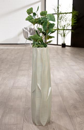 GILDE Fortuna Ceramic Vase Matte Green 63 cm High 18 cm Diameter with Pattern
