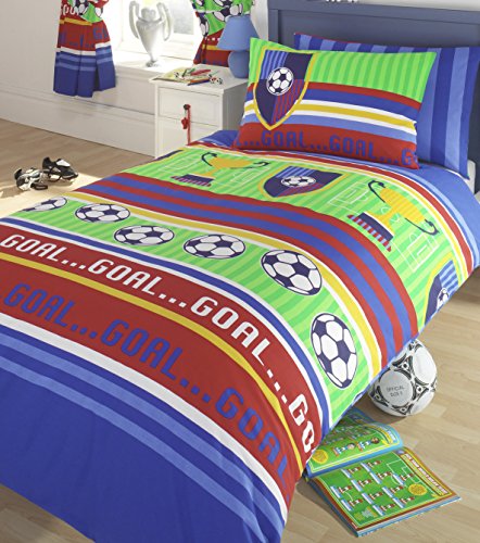 Football 'Stripes' Single Duvet Cover and Pillowcase Set