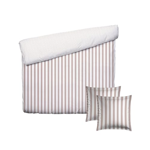 Pure Cotton 3-Piece Double Bedding Set - Duvet Cover 240 x 220 cm and 2 Pillowcases 63 x 63 cm - 100% Cotton Satin, 80 Thread Count - Oeko-TEX Certified - Maëlys - Old Pink