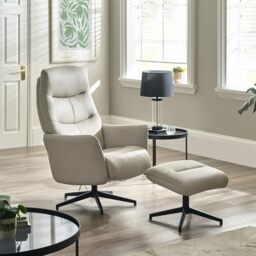 Julian Bowen Priya Chair And Stool, Faux Leather, Grey - H112 x W82 x D72cm