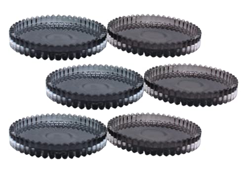 Set of 6 Glass Candle Plates/Candle Holders/Saucers Round in Light and Dark Grey Size H 1.5 x 10 cm