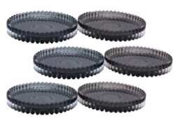 Set of 6 Glass Candle Plates/Candle Holders/Saucers Round in Light and Dark Grey Size H 1.5 x 10 cm