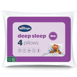 Silentnight Deep Sleep Firm Pillows 4 Pack - Support Side Sleeper Pillow with Fibre Core Firmer Comfortable Supportive Bed Pillow - For Neck and Shoulder Pain - Hypoallergenic - Pack of 4
